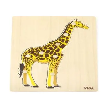 Dřevěná hračka Montessori dřevěná skládačka s úchyty - ŽIRAFA