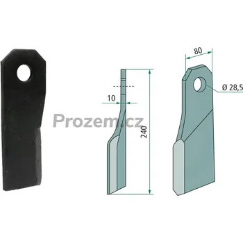 Pracovní nůž Mulčovací nůž levý pro Gilbers, 240/10/28,5 mm