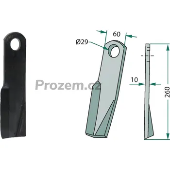 Pracovní nůž Mulčovací nůž pravý pro Fischer, 260/10/29 mm