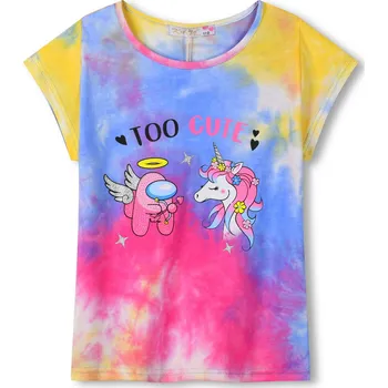 Dívčí triko - KUGO TM7217, modrá/ růžová/ žlutá Barva: Mix barev, Velikost: 110