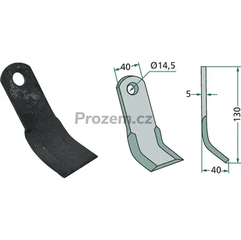 Mulčovací Y-nůž pro Caroni, Kverneland, Maletti, Rousseau, S.M.A., 6200080, 130/5/14,5 mm