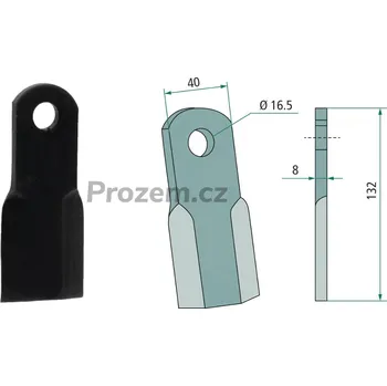 Pracovní nůž Mulčovací nůž pro Nobili, 132/8/16,5 mm