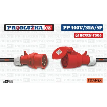 Prodlužovací kabel Prodlužka.cz Prodlužovací přívod Titanex 400V/32A/5p/5G6/IP44 M: Délka 3 m
