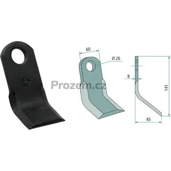 Mulčovací Y-nůž pro Orsi, 141/8/26 mm