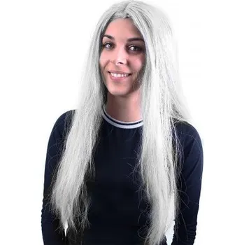 Karnevalový doplněk Paruka stříbrná čarodějnice Halloween pro dospělé