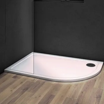 Sprchová vanička KLARA - vanička z litého mramoru, čtvrtkruh 1000x800x30 mm, levé bez noh, VANKASCTVR8010L