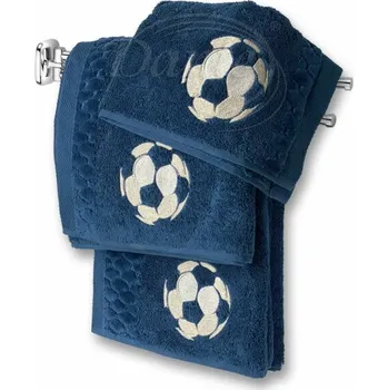 Dekorativní polštářek Dante Ručník modrý s výšivkou kopací míč - modrý 30 x 50 cm