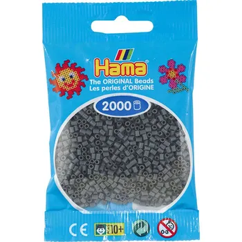 Dětské navlékací korálky HAMA MINI zažehlovací korálky - TMAVĚ ŠEDÉ - 2 000 ks