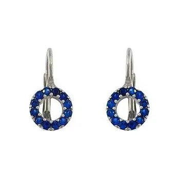 Náušnice Stříbrné patentové náušnice tmavě modrá kolečka