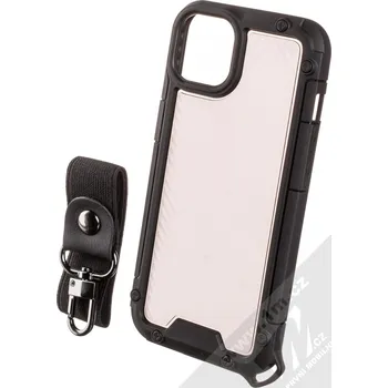 Pouzdro na mobilní telefon 1Mcz Shield odolný ochranný kryt s poutkem na ruku pro Apple iPhone 13 černá černá průhledná (black transparent black)