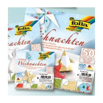 Barevný papír Folia Origami papír VÁNOCE 80g - 50 listů 20x20cm