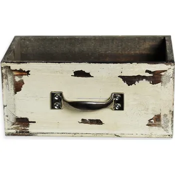 Zahradní dekorace Šuplík dřevo 22,5x12cm krém patina (542349)