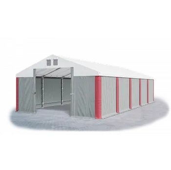 Zahradní stan Skladový stan 4x13x2m střecha PVC 580g/m2 boky PVC 500g/m2 konstrukce POLÁRNÍ PLUS Bílá Šedá Červená