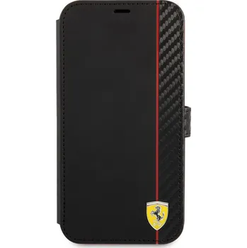 Pouzdro na mobilní telefon Ferrari Smooth and Carbon Effect Book pro Apple iPhone 13 mini černé