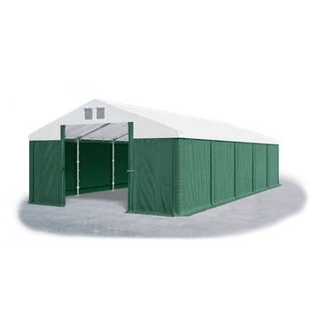 Zahradní stan Skladový stan 6x10x3m střecha PVC 560g/m2 boky PVC 500g/m2 konstrukce POLÁRNÍ Bílá Zelená Zelená