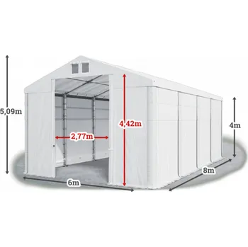 Zahradní stan Skladový stan 6x8x4m střecha PVC 560g/m2 boky PVC 500g/m2 konstrukce ZIMA Bílá Bílá Bílá