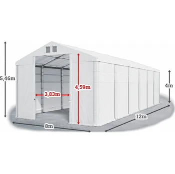 Zahradní stan Skladový stan 8x12x4m střecha PVC 620g/m2 boky PVC 620g/m2 konstrukce ZIMA Bílá Bílá Bílá