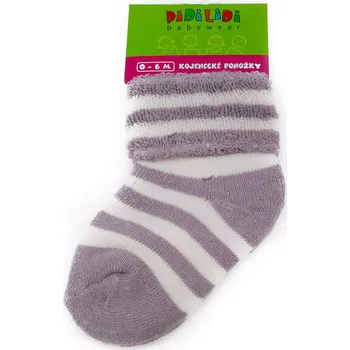 Bílošedé pruhované kojenecké dívčí froté ponožky Molly 0 - 6 měsíců