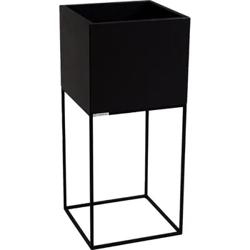 Květináč Nordic Design Černý květináč Almus II. 35 x 35 cm s podnoží