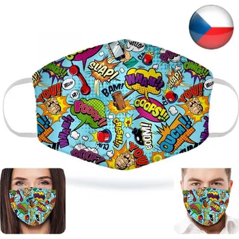 rouška Nanolion Antivirová nanorouška z nanovlákna s aktivním stříbrem znovupoužitelná – Modrý Popart