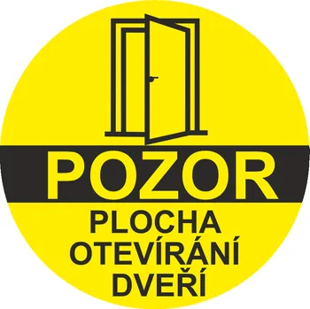 Podlahové značení – PLOCHA OTEVÍRÁNÍ DVEŘÍ kruh podlahové samolepky 430 mm