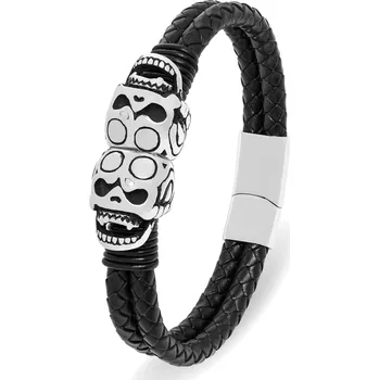 Módní doplněk Troli Lebkový kožený náramek Leather 23 cm + 2 měsíce na vrácení zboží