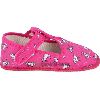 Dívčí bačkory Beda barefoot - užší bačkorky suchý zip -koník 35