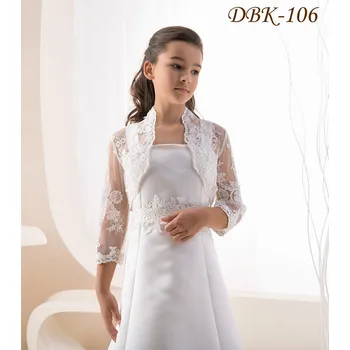 Dívčí šaty Dětské krajkové svatební bolerko s 3/4 rukávem DBK-106 Barva: bílá, Vybraná velikost: velikost 158