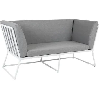 Zahradní lavice Brafab Záhradná 2-pohovka VENCE - Biely rám– svetlo šedý polster