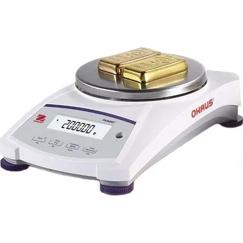 Průmyslová váha Váhy zlatnické Ohaus, série Pioneer PJX gold, Model: PJX3202, Vážní deska [mm]: průměr 180, Skutečný dílek [g]: 0,01, Ověřitelný dílek [g]: -, Váživost [g]: 3200