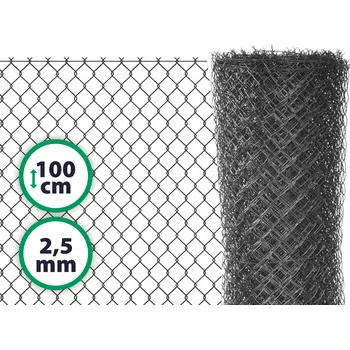 Pletivo Čtyřhranné pletivo plotové poplastované s ND - výška 100 cm, drát 2,5 m, oko 50x50 mm, antracit