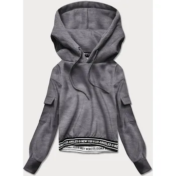 Dámská mikina Krátká šedá dámská tepláková mikina se stahovacími lemy (26030) odstíny šedé L (40)