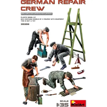Plastikový model Miniart 1/35 German Repair Crew (4 fig. & equipment)