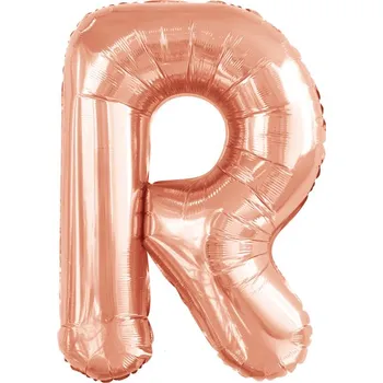 Balónek Písmeno R růžovo-zlaté foliový balónek 86 cm Amscan 9911480