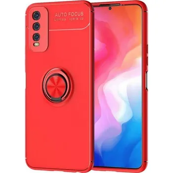 Pouzdro na mobilní telefon Kryt Vivo Y20s silikon červený s červeným prstenem (obal neboli pouzdro na Vivo Y20s)