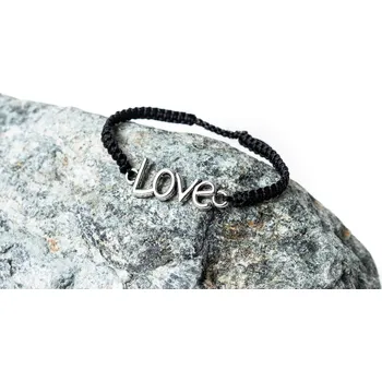 Náramek WUX Macrame s přívěškem LOVE VELIKOST NÁRAMKU: Dětská.....14cm, BARVA PROVÁZKU: Žlutá neonová, PRŮMĚR PROVÁZKU: Ø 2mm