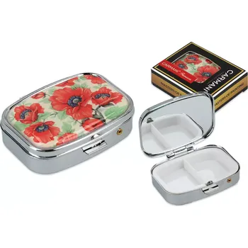 Carmani® Carmani - Obdélníková krabička na tablety LÉKOVKA se zrcátkem, Vlčí mák - 5,5*4*1,5 cm