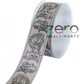 Stuha Stuha tkaná 4 cm x 10 m - přírodní s tiskem koček