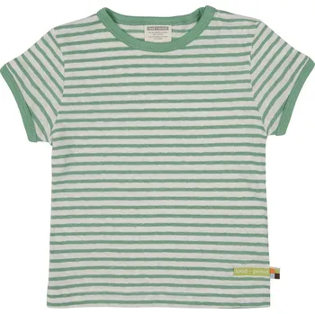Chlapecké tričko Dětské pruhované triko s krátkým rukávem s příměsí lnu Zelená loud + proud Velikost: 74/80