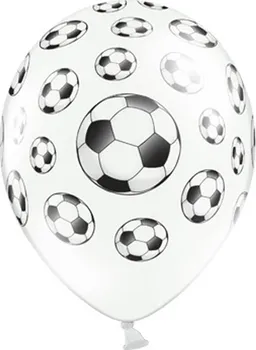 Balónek PartyDeco Balónek s fotbalovými míči 1 ks bílý