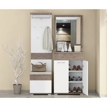 Předsíňová stěna Předsíň III Orson - bílá/dub tmavý Nebraska