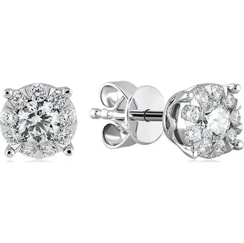 Náušnice Lillian Vassago Klasické peckové náušnice v bílém zlatě s brilianty LLV59-DER023W