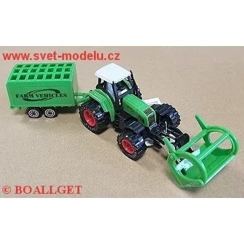 Hračka Dickie TRAKTOR S KLEŠTĚMI A PŘEPRAVNÍKEM ZVÍŘAT PULL-BACK 660035