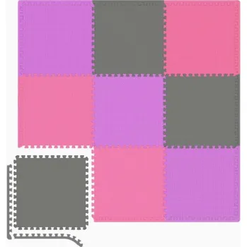 podložka na cvičení Cvičební podložky 9 kusů - růžovo-fialovo-šedá