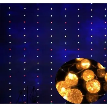 Vánoční dekorace DENR Vánoční světelný mikro závěs, 200 LED - kuličky, vnitřní + dálkový ovladač USB-200 Teplá bílá