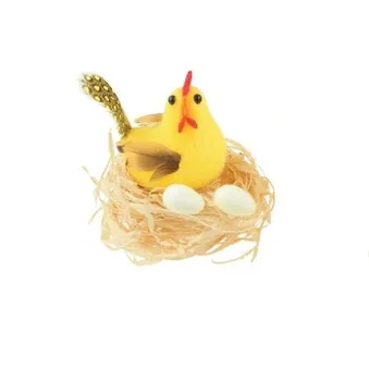 Velikonoční dekorace Anděl Přerov Slepička v hnízdě 7 cm žlutá