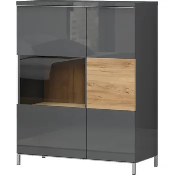 Zrcadlo Vitrína s osvětlením Orfea - šedá/ořech pacific