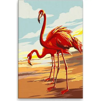 Dětské zboží Malování podle čísel - Ohniví plameňáci - 40x60 cm, bez dřevěného rámu - CZ výroba