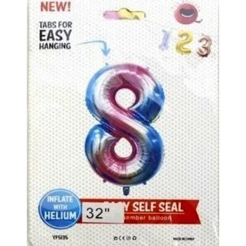 Balónek NAFUKOVACÍ BALÓNEK FOLIOVÝ ČÍSLO 8 DUHOVÝ 80 cm 351618