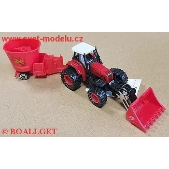 Hračka Dickie TRAKTOR S LŽÍCÍ A ROZMETAČEM HNOJIV PULL-BACK 660033